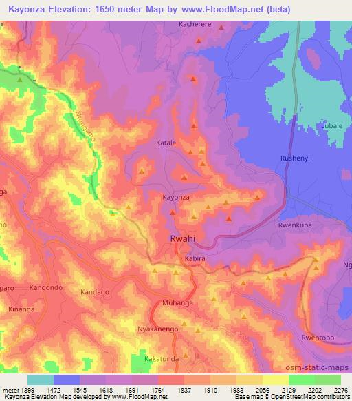 Kayonza,Uganda Elevation Map