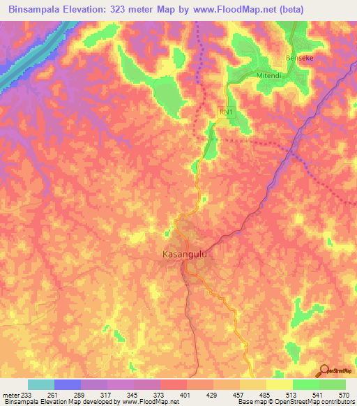 Binsampala,Congo (Kinshasa) Elevation Map
