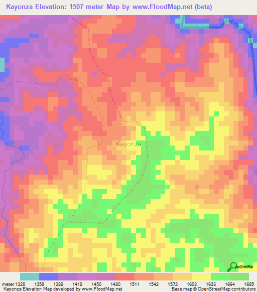 Kayonza,Uganda Elevation Map