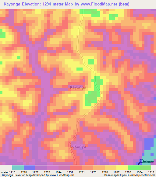 Kayonga,Uganda Elevation Map