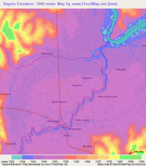 Kayera,Uganda Elevation Map