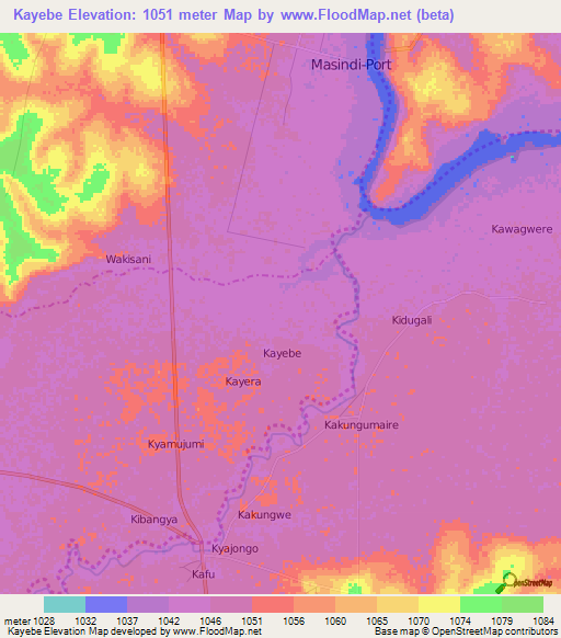 Kayebe,Uganda Elevation Map
