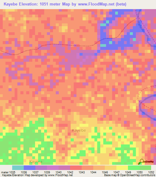 Kayebe,Uganda Elevation Map