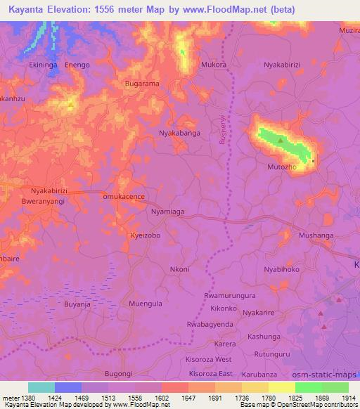 Kayanta,Uganda Elevation Map