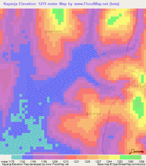 Kayanja,Uganda Elevation Map