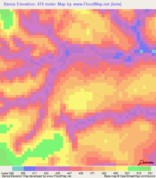 Banza,Congo (Kinshasa) Elevation Map