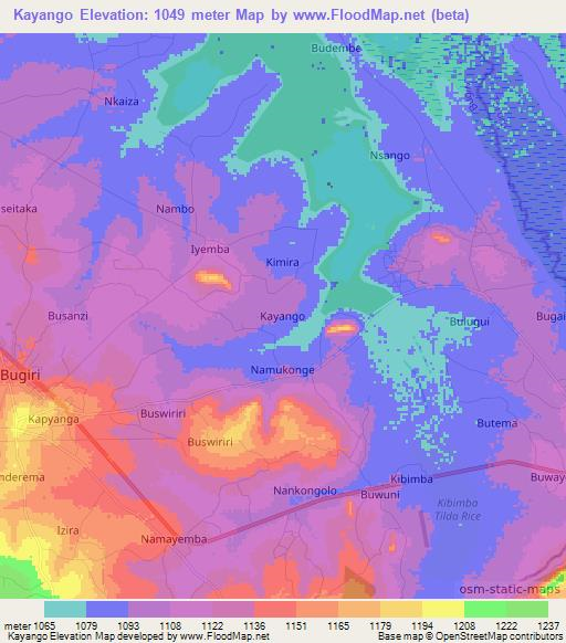 Kayango,Uganda Elevation Map