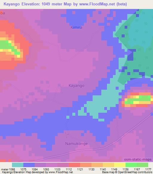 Kayango,Uganda Elevation Map