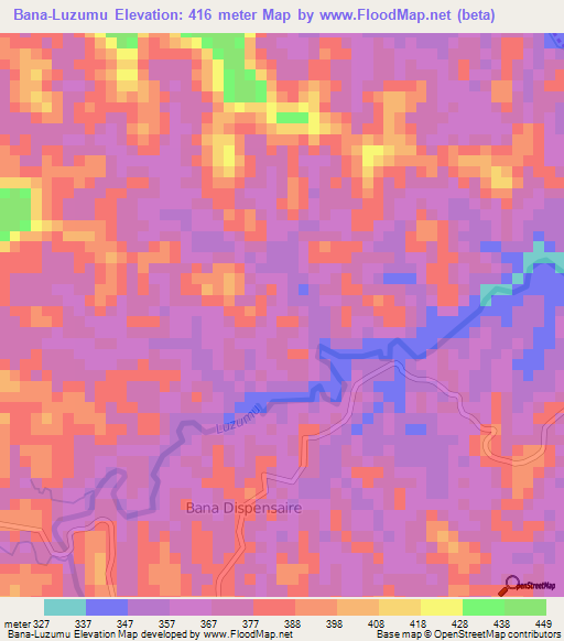 Bana-Luzumu,Congo (Kinshasa) Elevation Map