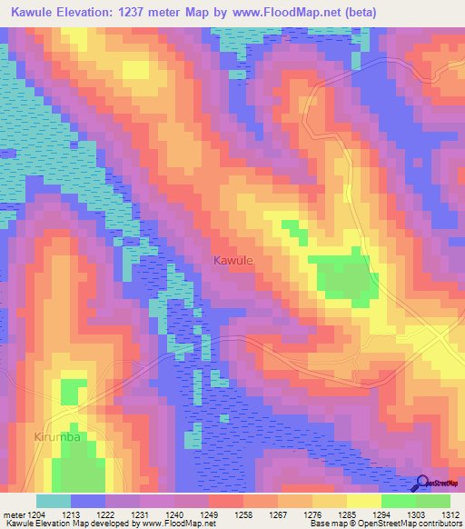 Kawule,Uganda Elevation Map