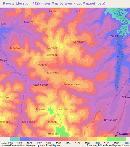 Kawete,Uganda Elevation Map