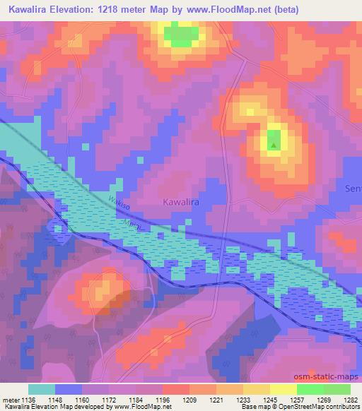 Kawalira,Uganda Elevation Map
