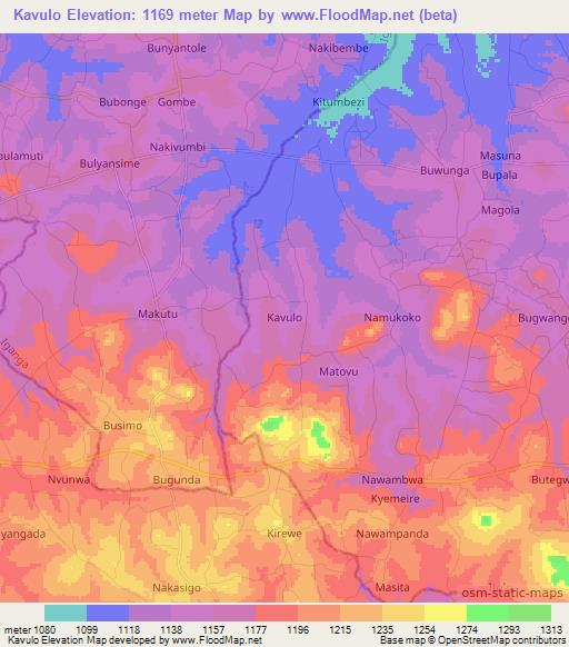 Kavulo,Uganda Elevation Map