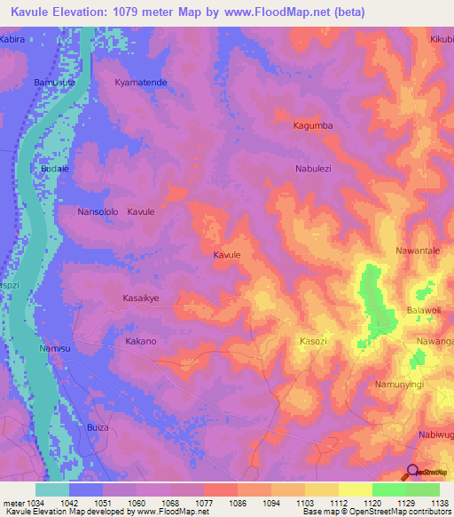 Kavule,Uganda Elevation Map