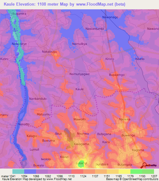 Kaule,Uganda Elevation Map