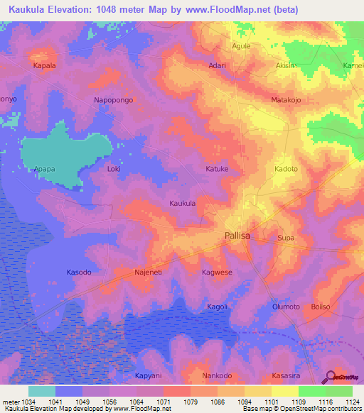 Kaukula,Uganda Elevation Map
