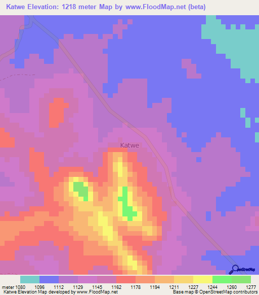 Katwe,Uganda Elevation Map