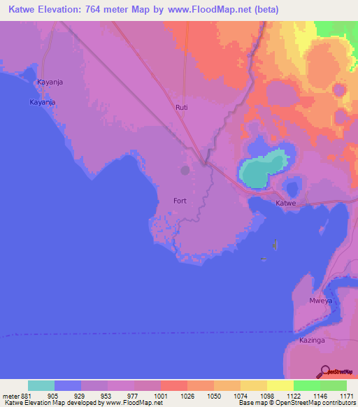 Katwe,Uganda Elevation Map