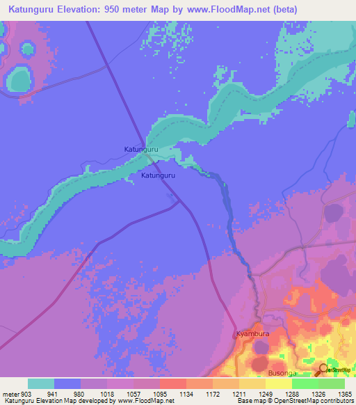Katunguru,Uganda Elevation Map