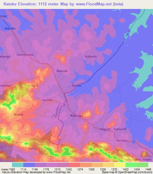 Katuku,Uganda Elevation Map