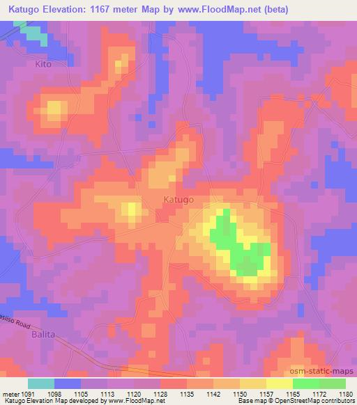 Katugo,Uganda Elevation Map
