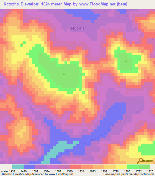Katozho,Uganda Elevation Map