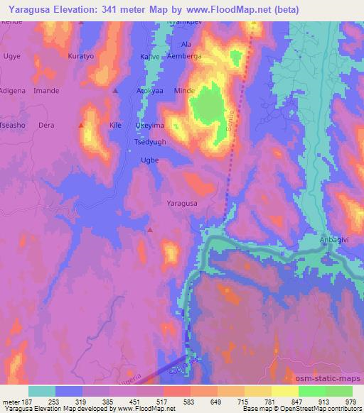 Yaragusa,Nigeria Elevation Map