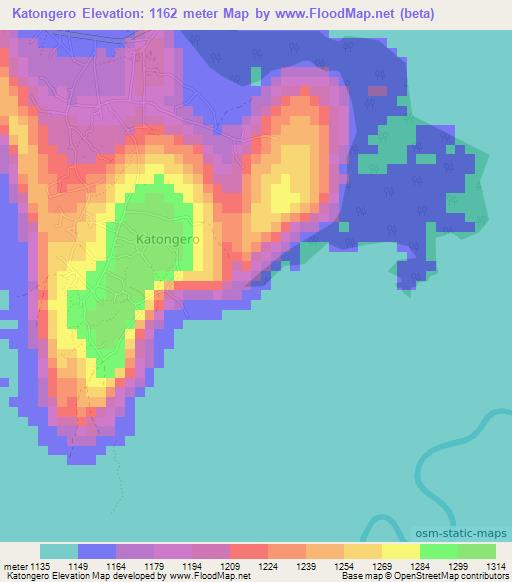 Katongero,Uganda Elevation Map