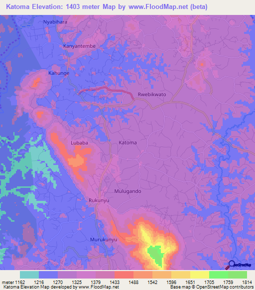 Katoma,Uganda Elevation Map