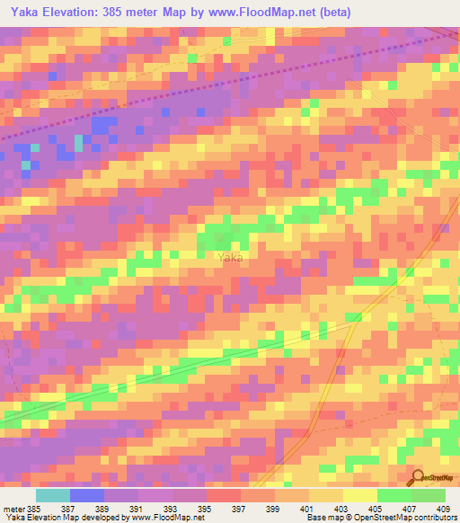 Yaka,Nigeria Elevation Map