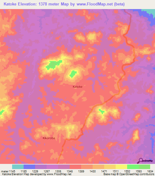 Katoke,Uganda Elevation Map