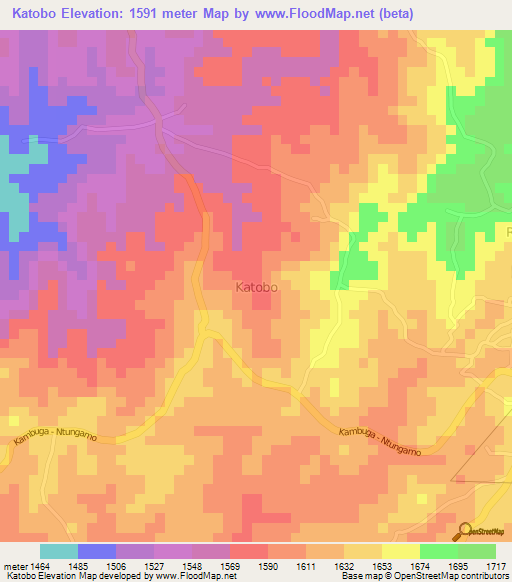 Katobo,Uganda Elevation Map