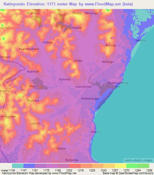 Katinyondo,Uganda Elevation Map
