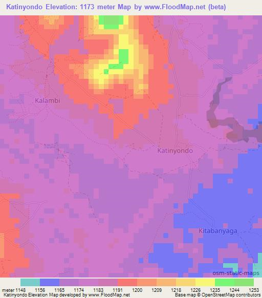 Katinyondo,Uganda Elevation Map