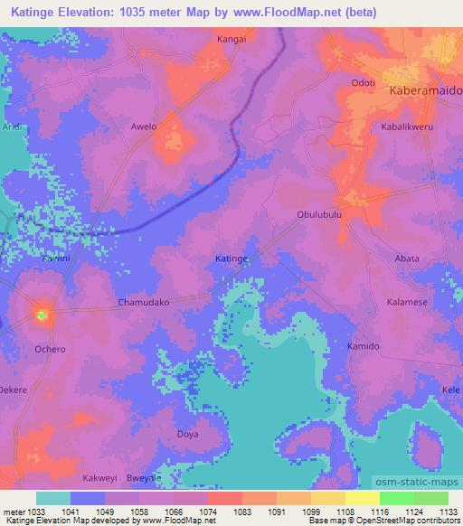 Katinge,Uganda Elevation Map
