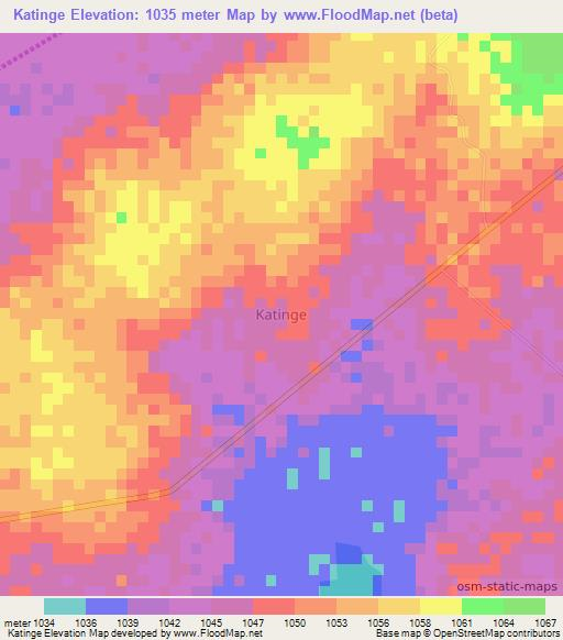 Katinge,Uganda Elevation Map