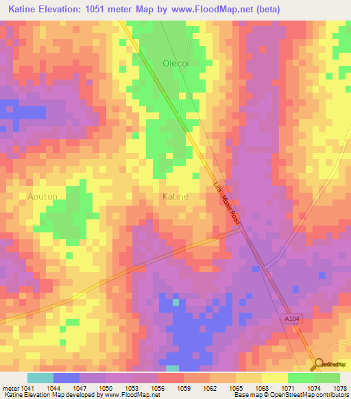 Katine,Uganda Elevation Map