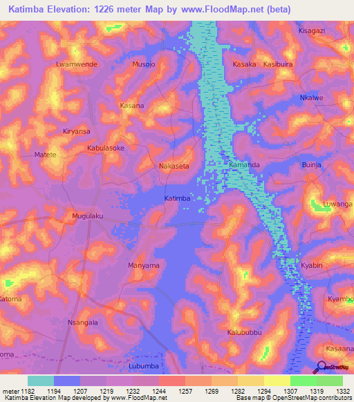 Katimba,Uganda Elevation Map