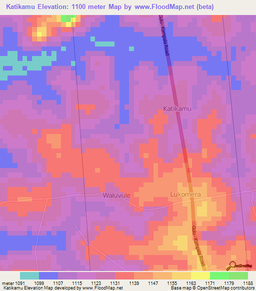Katikamu,Uganda Elevation Map