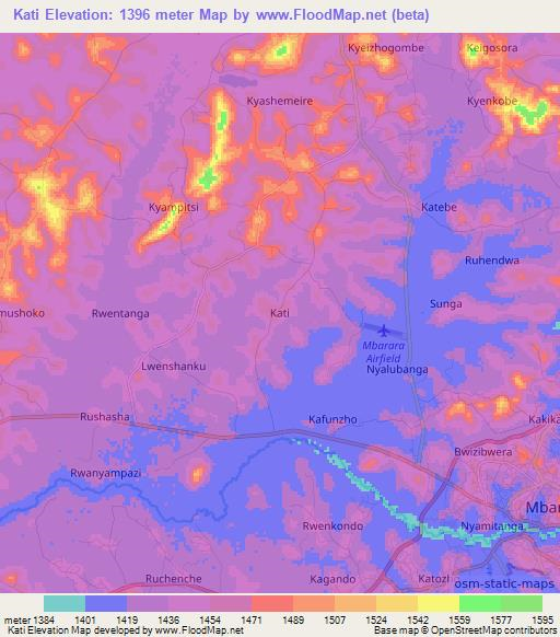 Kati,Uganda Elevation Map