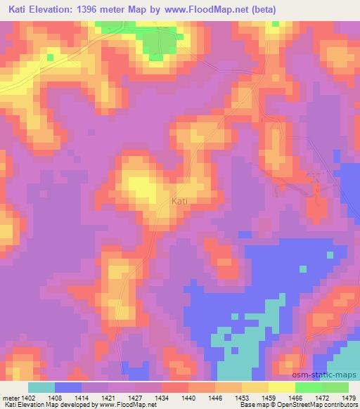 Kati,Uganda Elevation Map