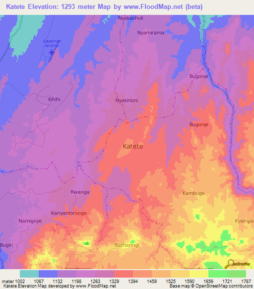 Katete,Uganda Elevation Map