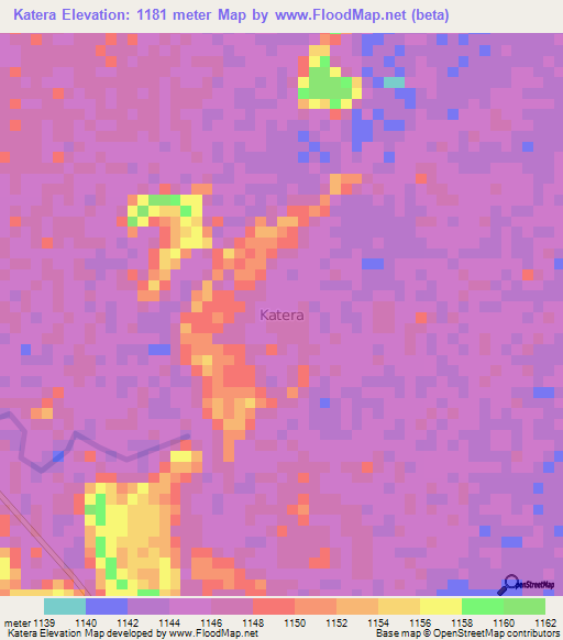 Katera,Uganda Elevation Map