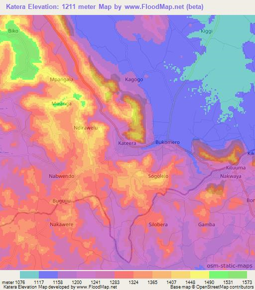 Katera,Uganda Elevation Map
