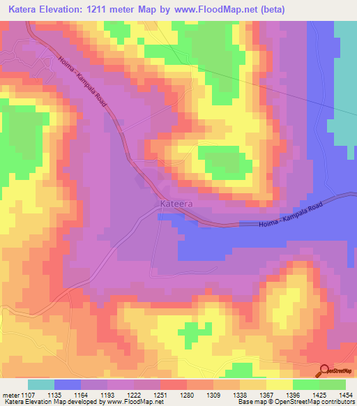 Katera,Uganda Elevation Map