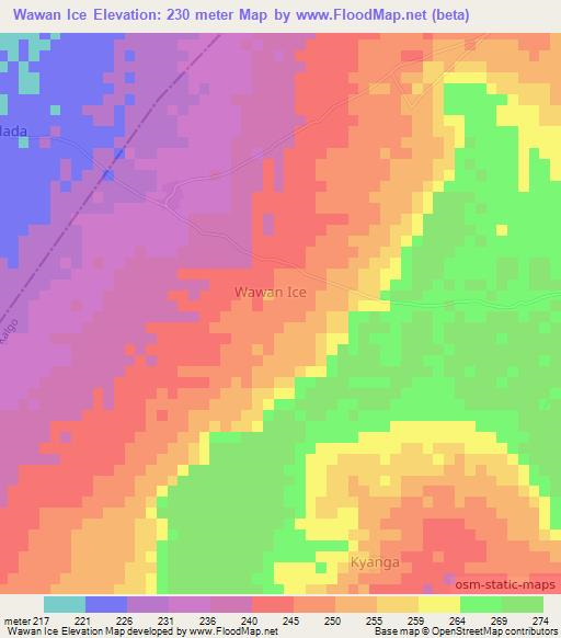Wawan Ice,Nigeria Elevation Map