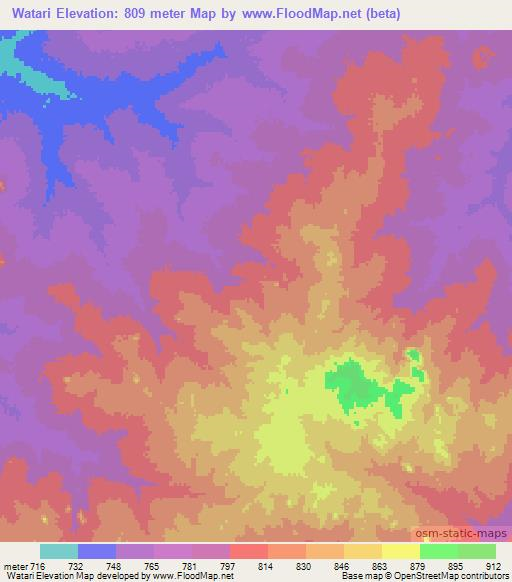 Watari,Nigeria Elevation Map