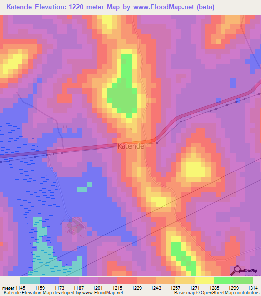 Katende,Uganda Elevation Map
