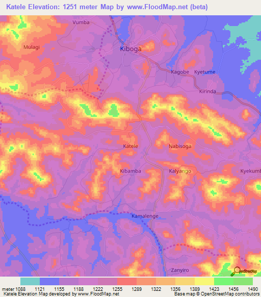 Katele,Uganda Elevation Map