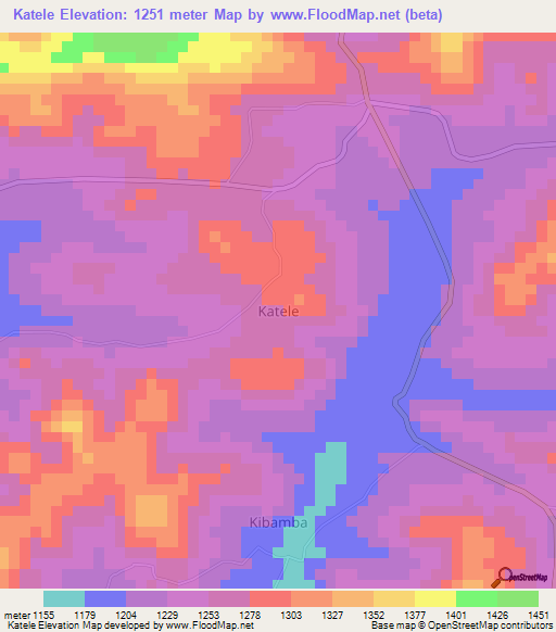 Katele,Uganda Elevation Map